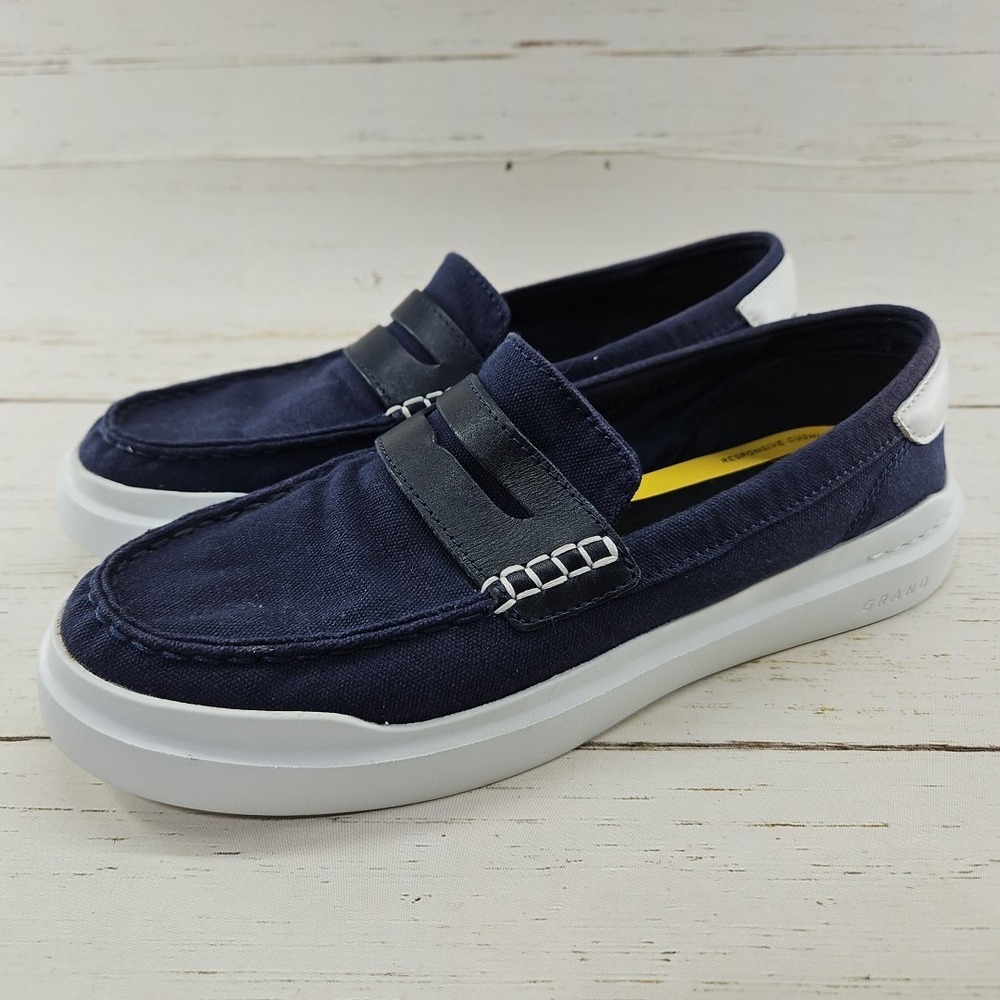 Cole Haan Womens Grandpro Rally Canvas Penny Loafers Size 9 B Navy‎ Blue W23263